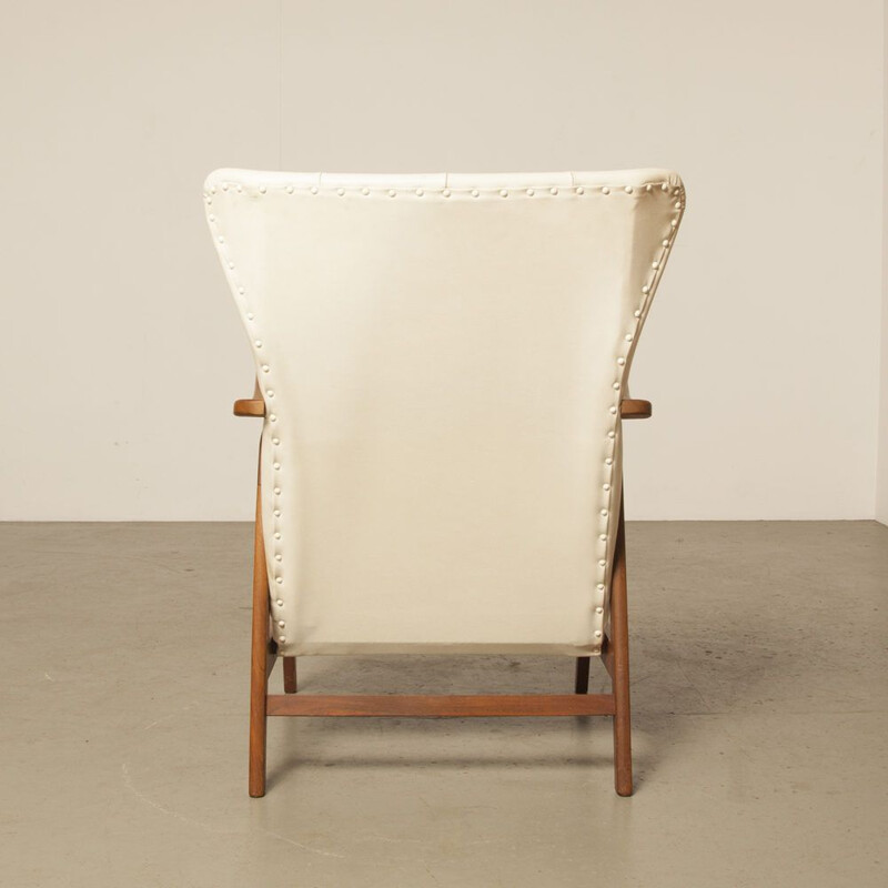 Vintage white armchair by Louis Van Teeffelen