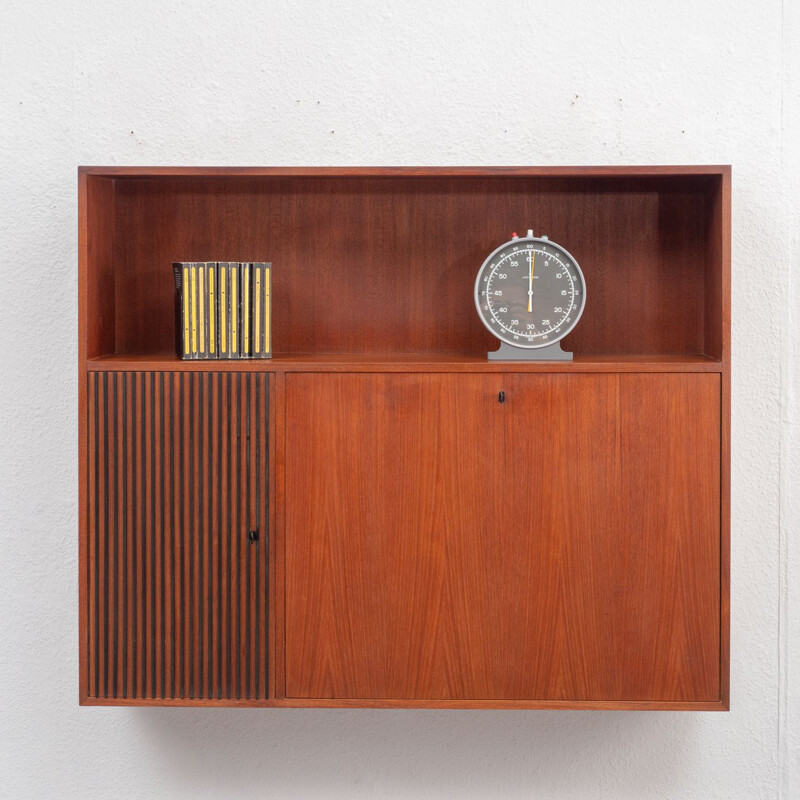 Vintage wall desk with bar in teak