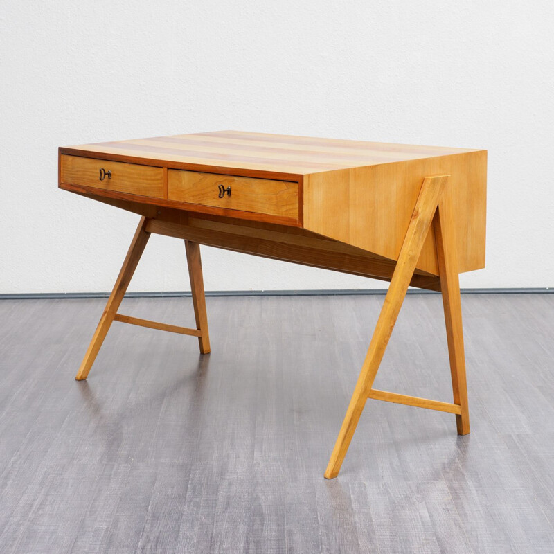 Bicolored Small Vintage desk in ashmood with drawers