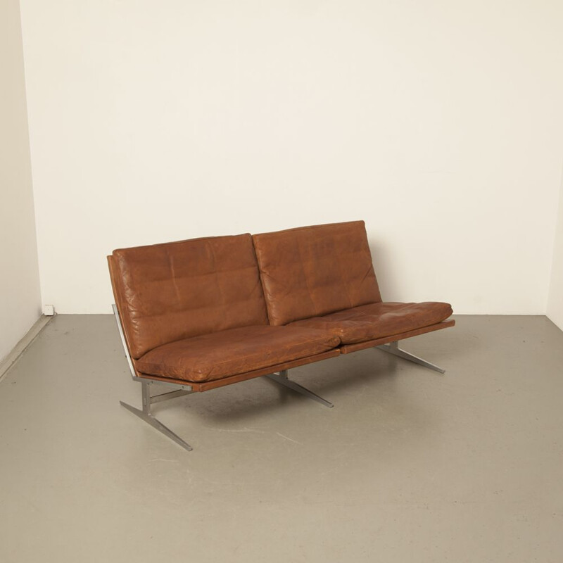 Canapé Vintage par Preben Fabricius et Jorgen Kastholm en cuir marron