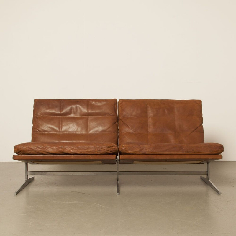 Vintage sofa by Preben Fabricius and Jørgen Kastholm brown leather