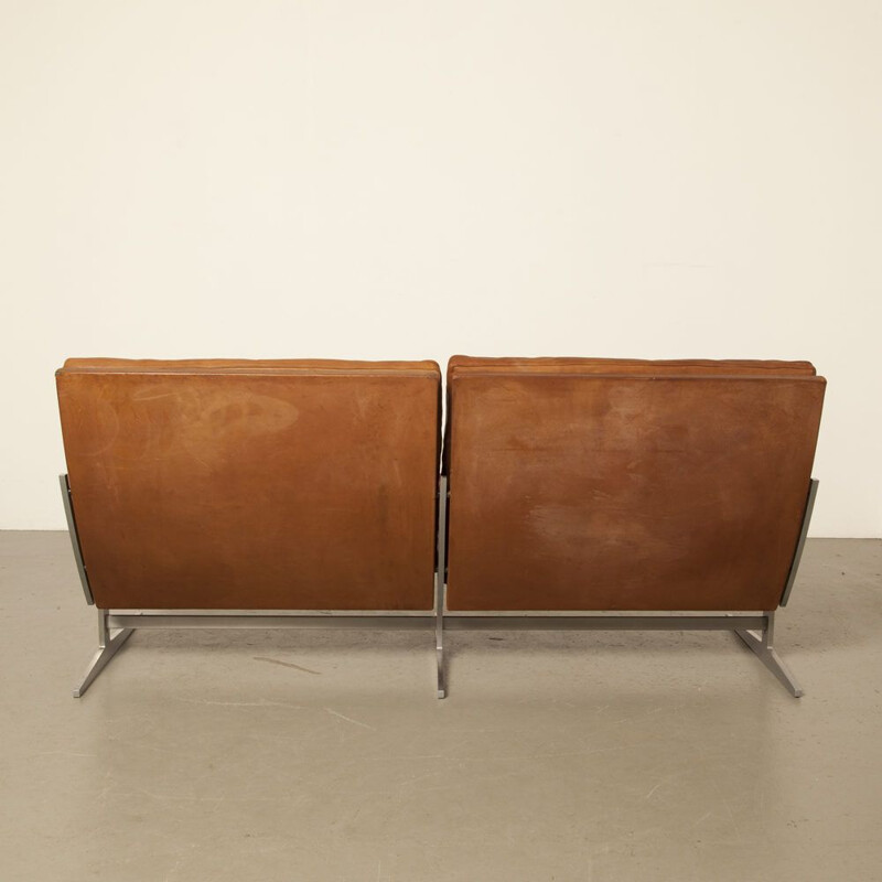 Vintage sofa by Preben Fabricius and Jørgen Kastholm brown leather