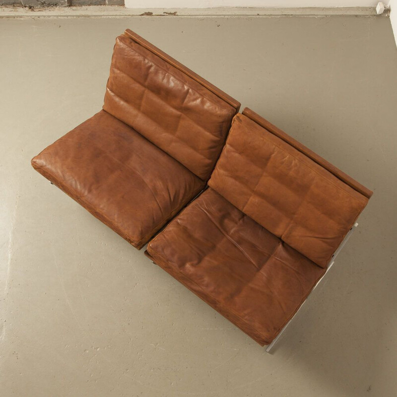 Vintage sofa by Preben Fabricius and Jørgen Kastholm brown leather