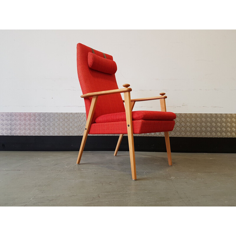 Vintage red armchair by Broderna Johanson