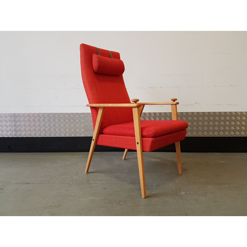 Vintage red armchair by Broderna Johanson