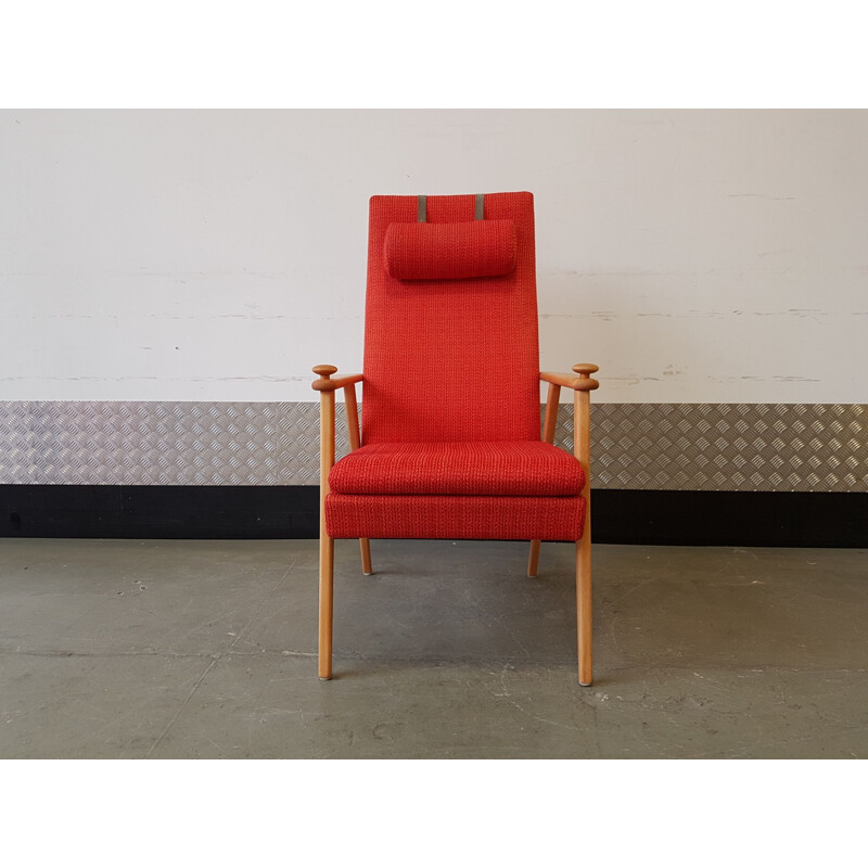 Vintage red armchair by Broderna Johanson