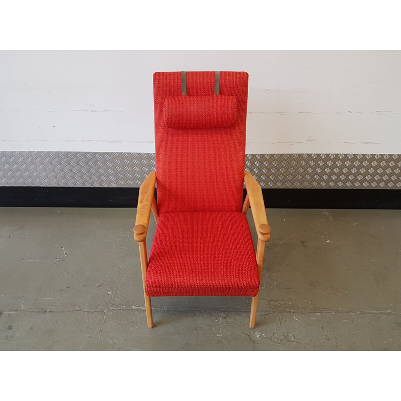 Vintage red armchair by Broderna Johanson