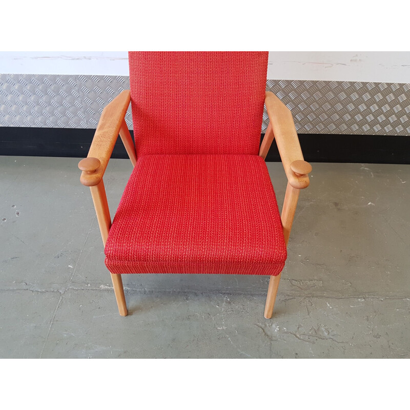 Vintage red armchair by Broderna Johanson