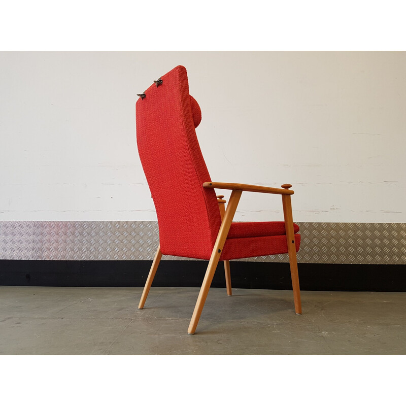 Vintage red armchair by Broderna Johanson