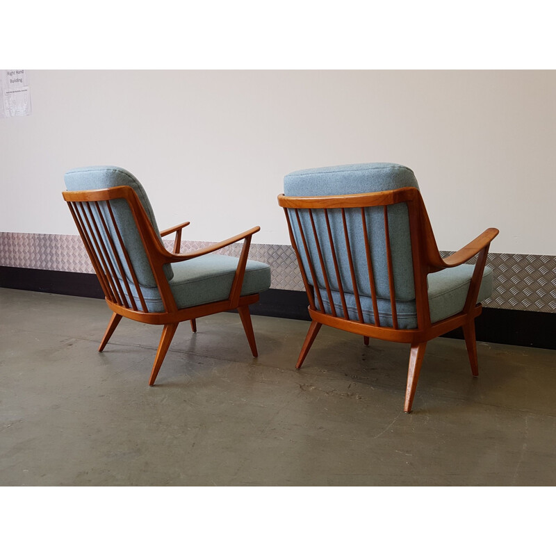 Suite de 2 fauteuils vintage bleus par Knoll Antimott