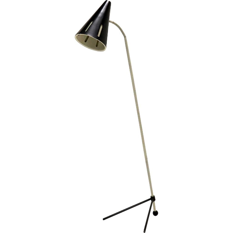 Vintage floor Lamp with black shade by T. Busquet