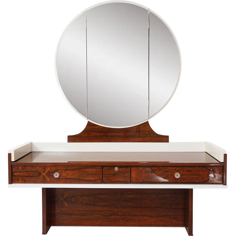 Vintage glossy dressing table in rosewood and lacquer