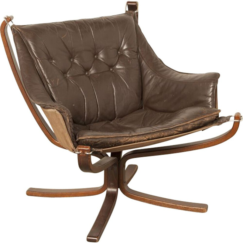 Scandinavian Vintage Chair in leather and wood by Sigurd Ressel