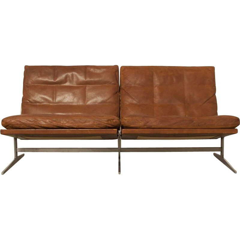 Vintage sofa by Preben Fabricius and Jørgen Kastholm brown leather