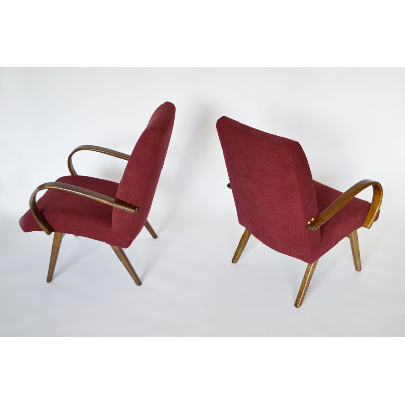 Suite de 2 fauteuils vintage par Jaroslav Smídek pour Ton