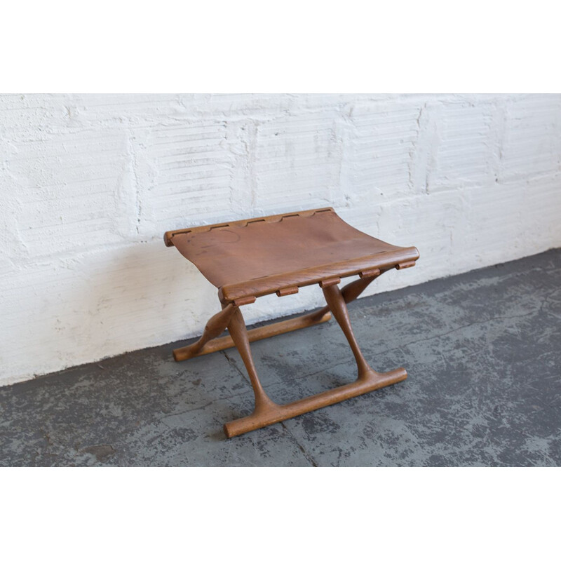 Vintage folding stool in teak by Poul Hundevad