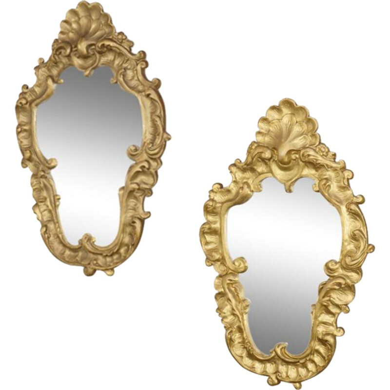 Vintage set of 2 carved plaster mirrors