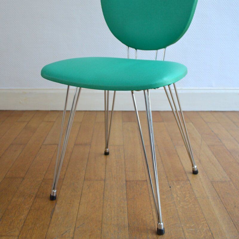 Set of 6 vintage green chairs