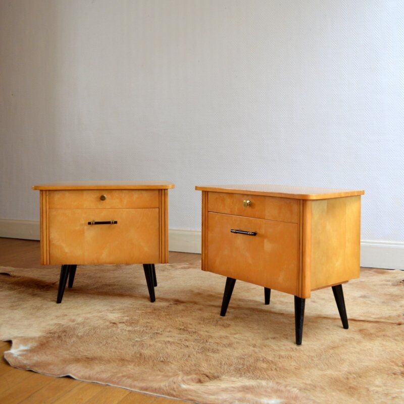 Vintage 2 bedisde tables in lacquered wood