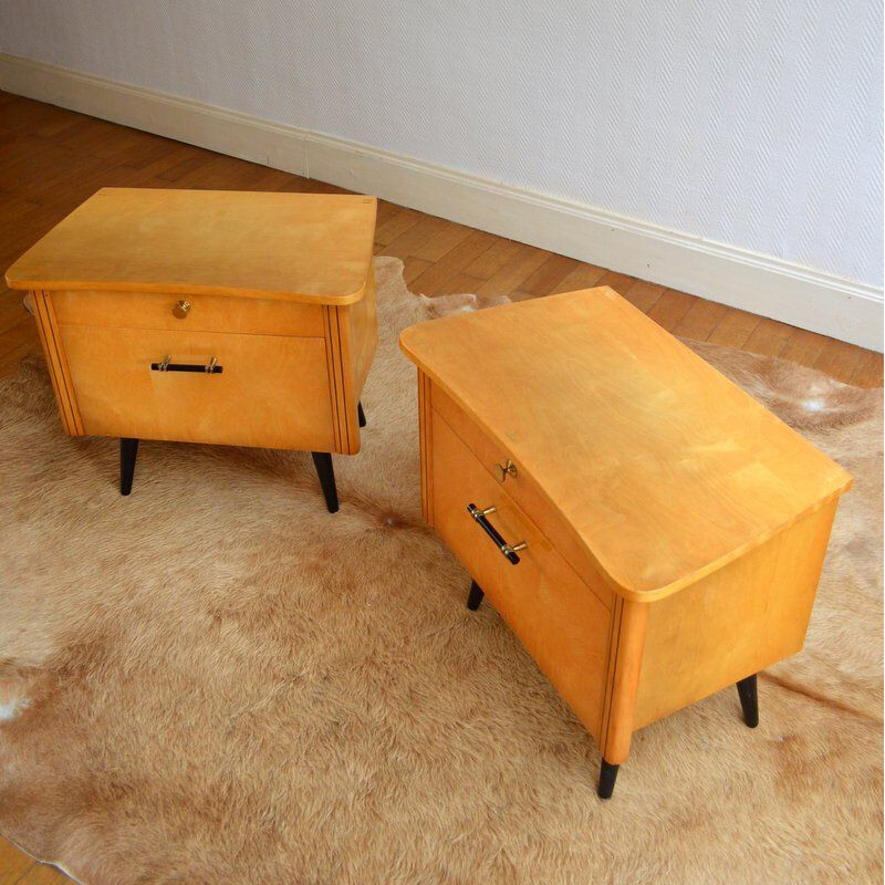 Vintage 2 bedisde tables in lacquered wood