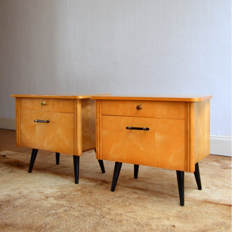 Vintage 2 bedisde tables in lacquered wood