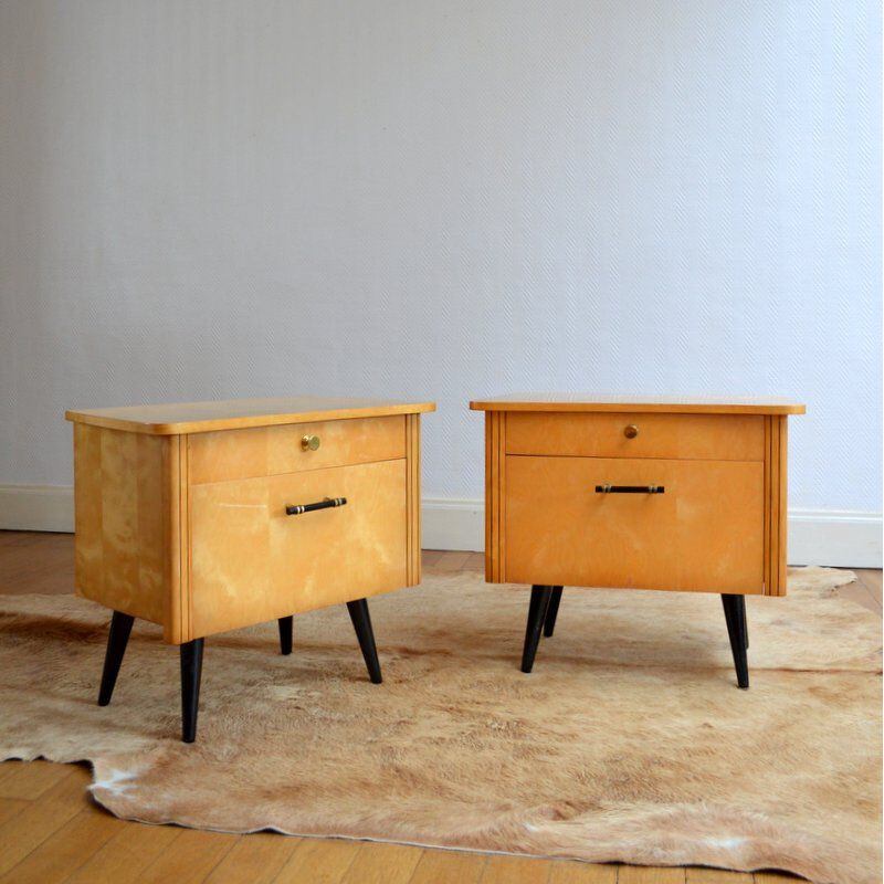 Vintage 2 bedisde tables in lacquered wood