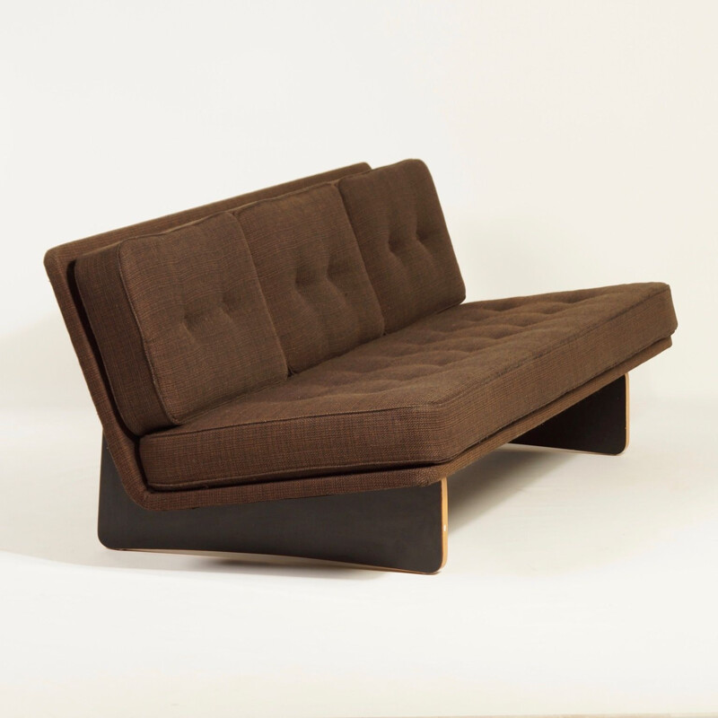Vintage-Sofa 671 aus Sperrholz und braunem Stoff von le Kho Liang für Artifort, 1960