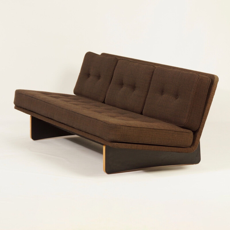 Vintage-Sofa 671 aus Sperrholz und braunem Stoff von le Kho Liang für Artifort, 1960