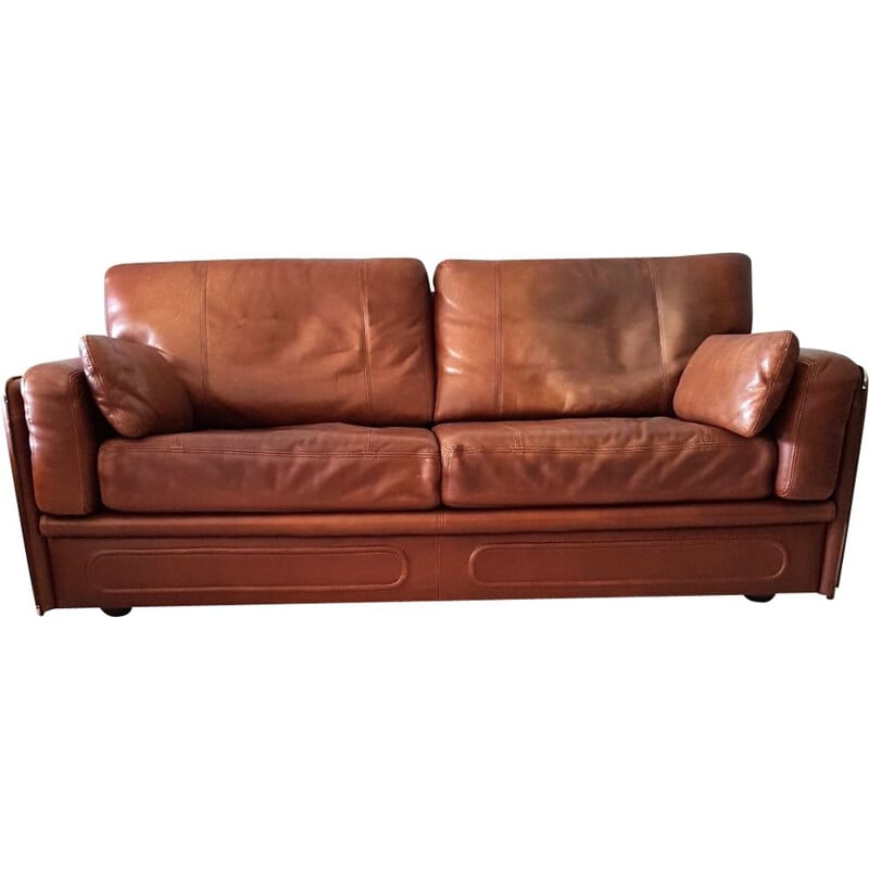 Vintage 3-seater sofa " Miami" in leather by Baxter