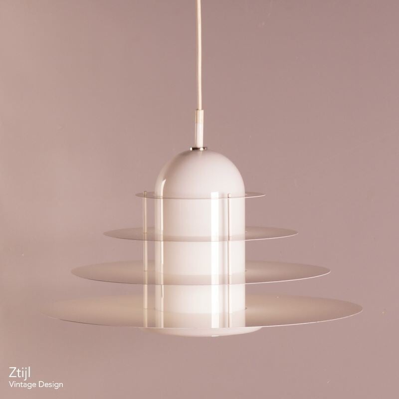 Vintage white pendant lamp Model B-1017 by André Rotte for Raak