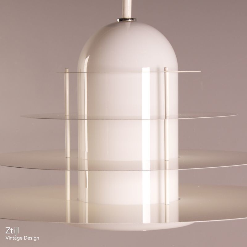 Vintage white pendant lamp Model B-1017 by André Rotte for Raak