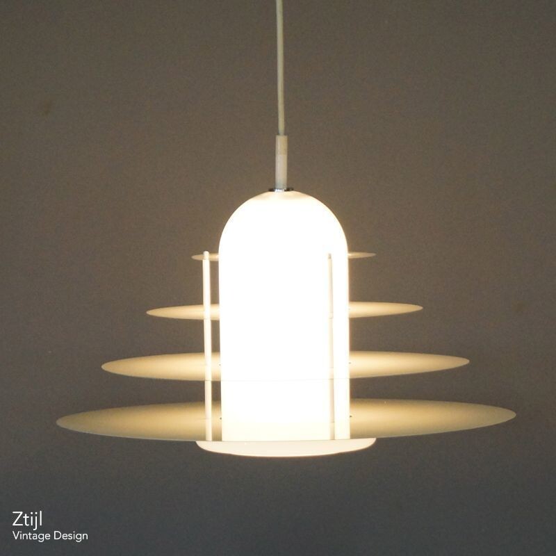 Vintage white pendant lamp Model B-1017 by André Rotte for Raak