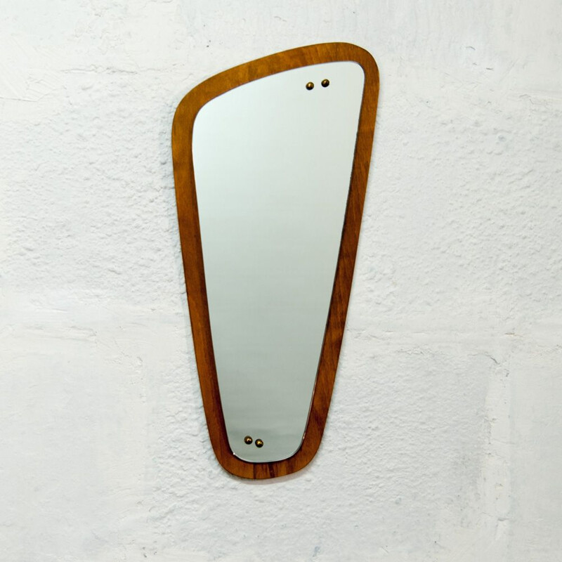 Miroir asymétrique vintage en chêne
