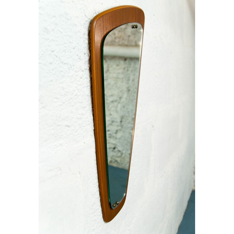 Vintage asymmetrical mirror in teak