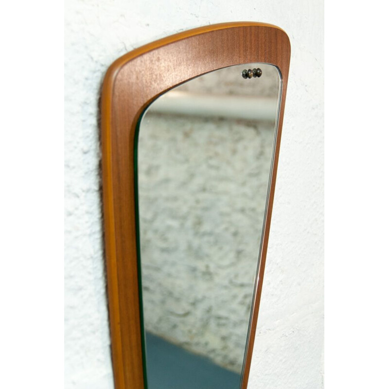 Vintage asymmetrical mirror in teak