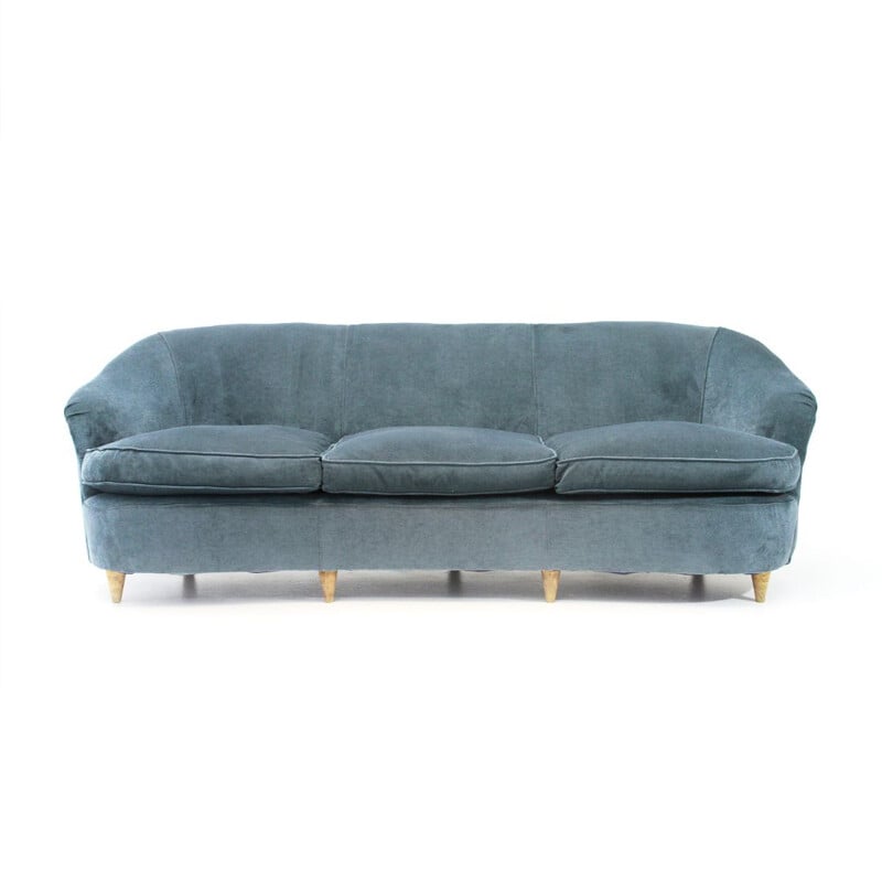 Italian 3-seater sofa in blue velvet