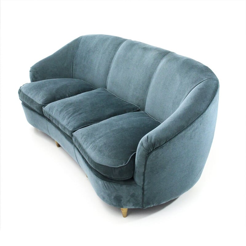 Italian 3-seater sofa in blue velvet