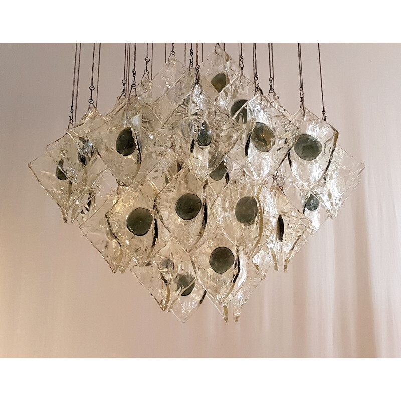 Chandelier vintage with heavy pieces of glass by Mazzega