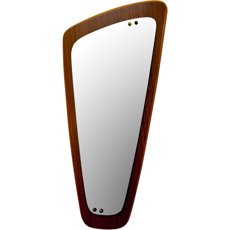 Vintage asymmetrical mirror in teak