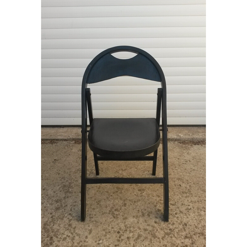 Set of 4 vintage black folding chairs "B 751" by Thonet