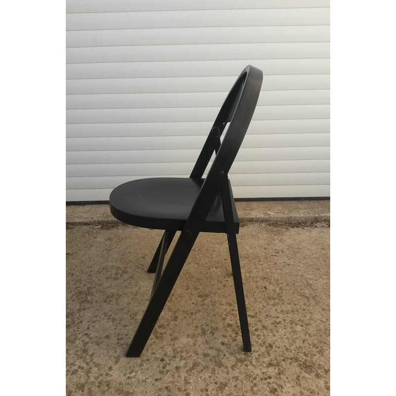 Set of 4 vintage black folding chairs "B 751" by Thonet