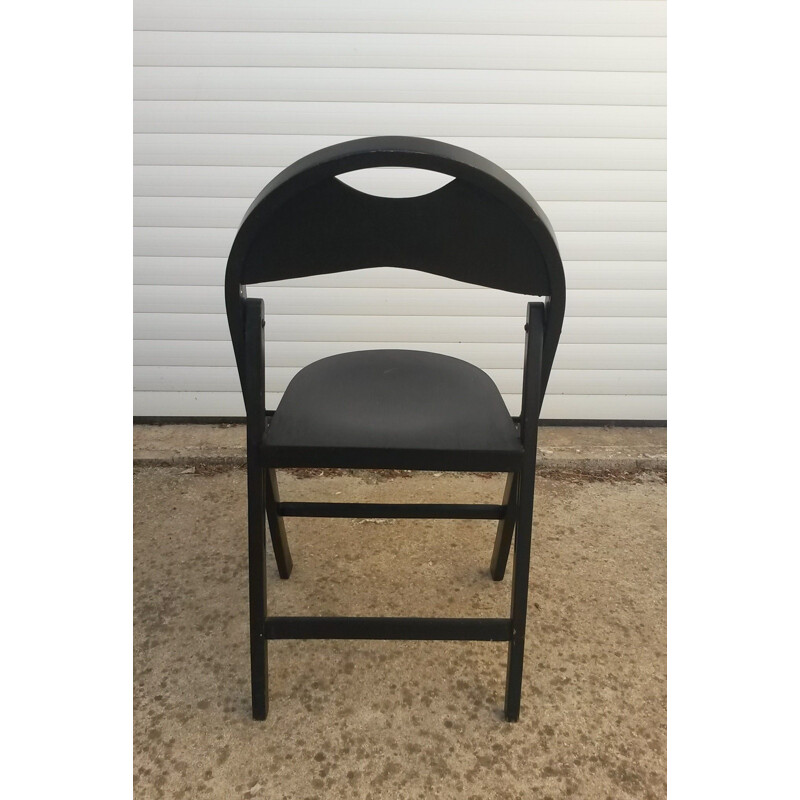 Set of 4 vintage black folding chairs "B 751" by Thonet