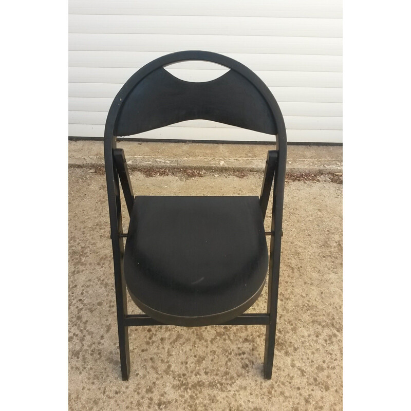Set of 4 vintage black folding chairs "B 751" by Thonet