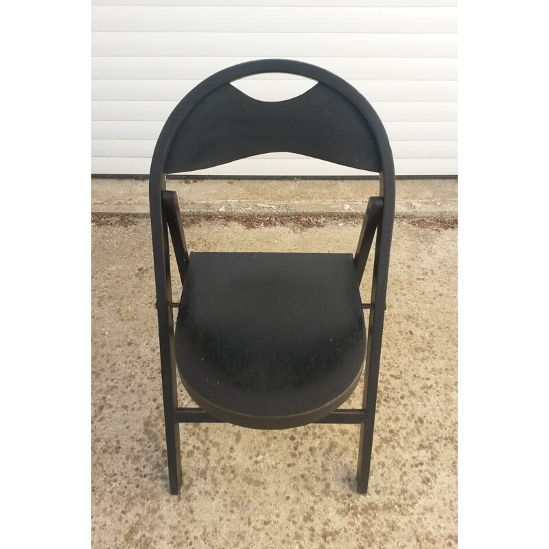 Set of 4 vintage black folding chairs "B 751" by Thonet