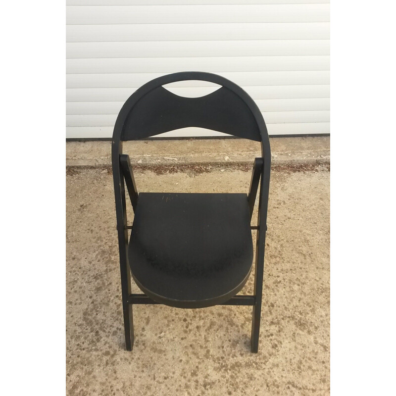 Set of 4 vintage black folding chairs "B 751" by Thonet