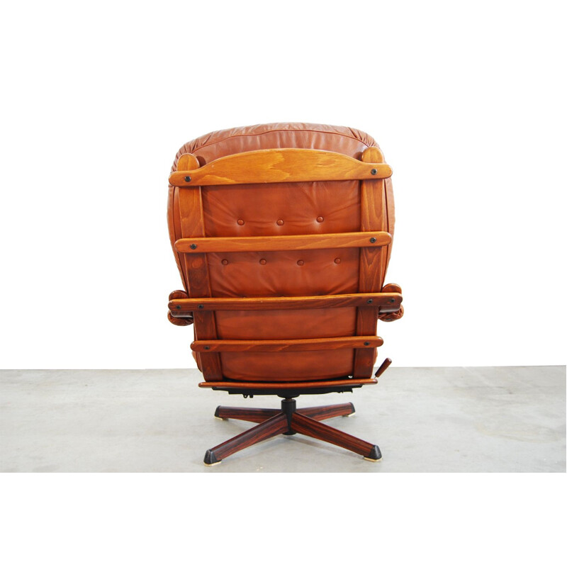 Fauteuil vintage en cuir marron par Göte Möbel