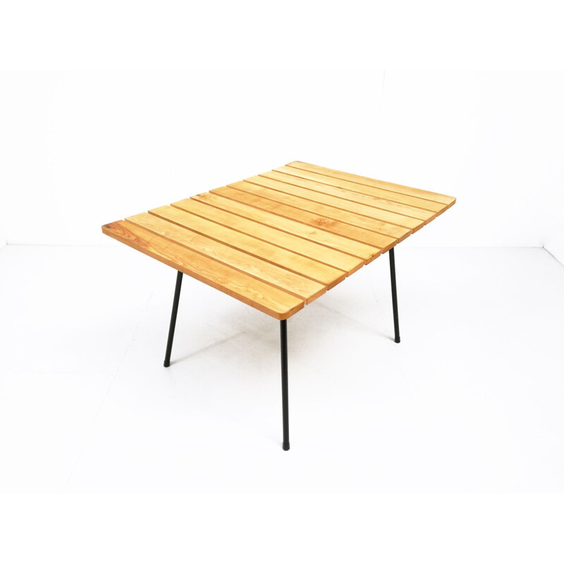 Vintage modernist table in ash and steel