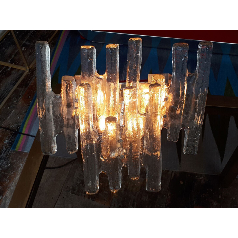Glass Vintage Wall lamp of ice by J.T. Kalmar for Franken KG