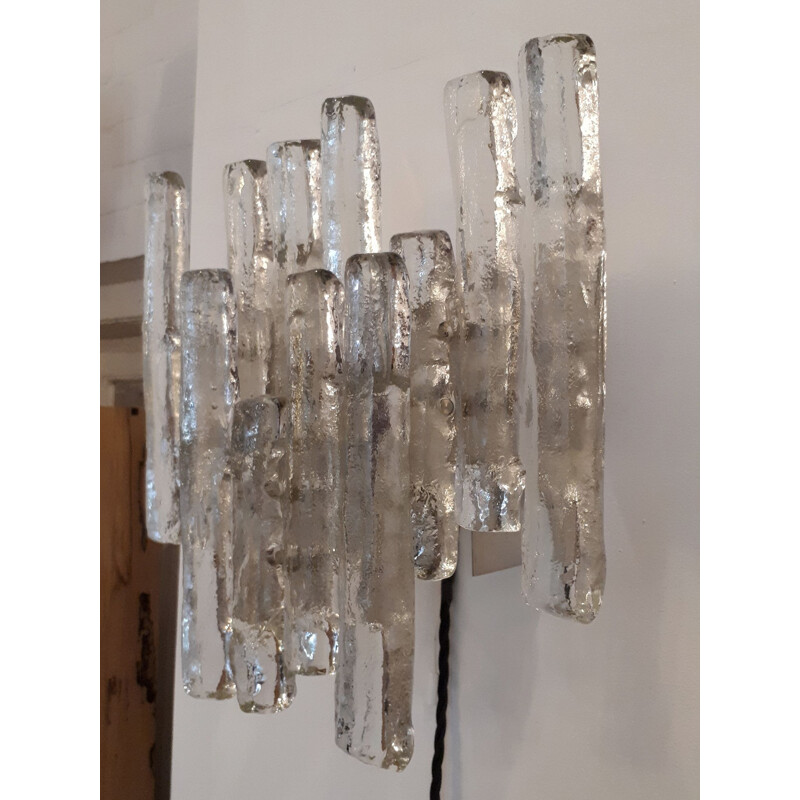 Glass Vintage Wall lamp of ice by J.T. Kalmar for Franken KG