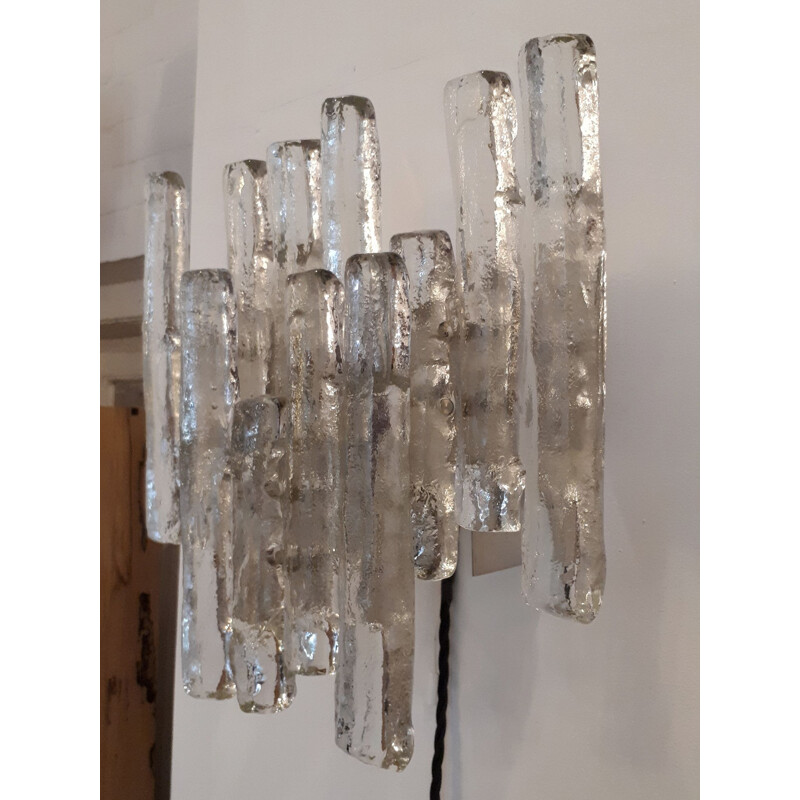 Lampe de mur Vintage en verre de glace par J.T. Kalmar pour Franken KG